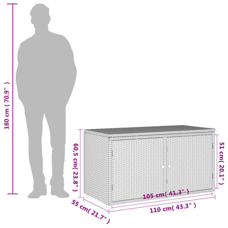 Tuinkast 110x55x60,5 cm poly rattan bruin 12