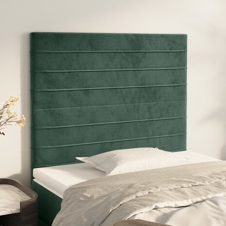 Hoofdborden 2 st 90x5x78/88 cm fluweel donkergroen 1