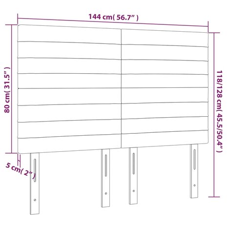 Hoofdborden 4 st 72x5x78/88 cm fluweel donkerblauw 8