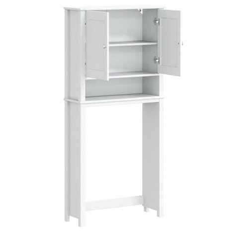 Wasmachinekast BERG 76x27x164,5 cm massief hout wit 4