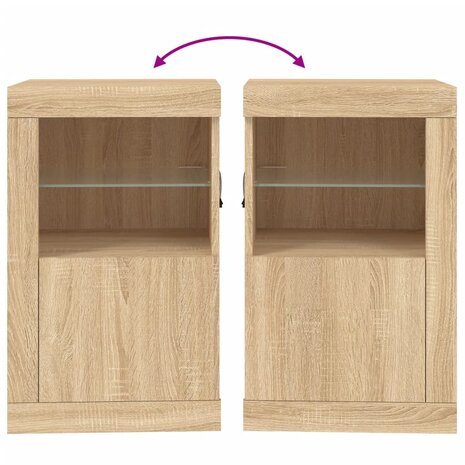 Bijzetkastjes met LED 2 st bewerkt hout sonoma eikenkleurig 11