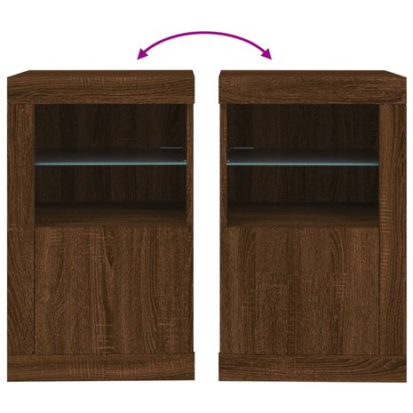 Bijzetkastjes met LED 2 st bewerkt hout bruin eikenkleur 11