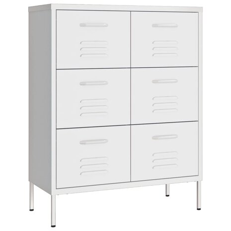 Ladekast 80x35x101,5 cm staal wit 2