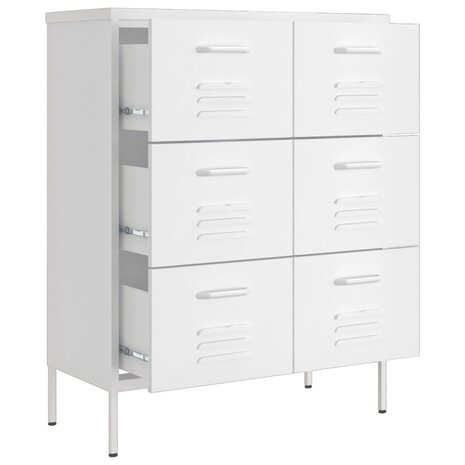 Ladekast 80x35x101,5 cm staal wit 6
