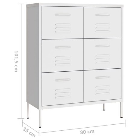 Ladekast 80x35x101,5 cm staal wit 9