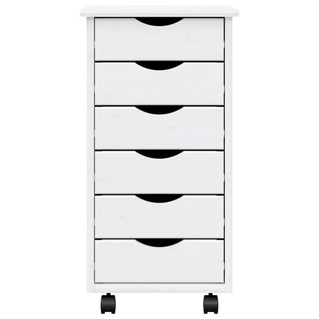 Ladekast MOSS verrijdbaar massief grenenhout wit 4