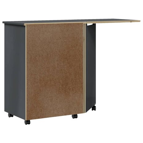 Ladekast met bureau MOSS verrijdbaar massief grenenhout grijs 6