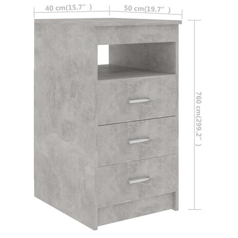 Ladekast 40x50x76 cm bewerkt hout betongrijs 6