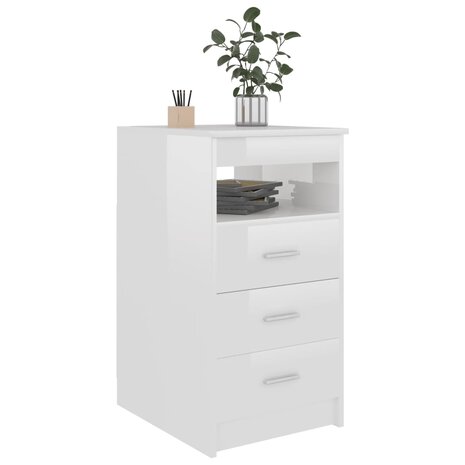 Ladekast 40x50x76 cm bewerkt hout hoogglans wit 3