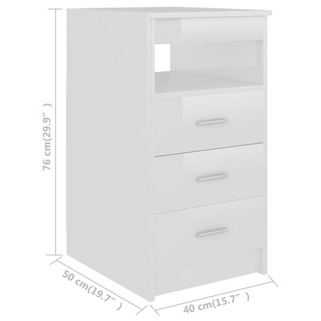 Ladekast 40x50x76 cm bewerkt hout hoogglans wit 6