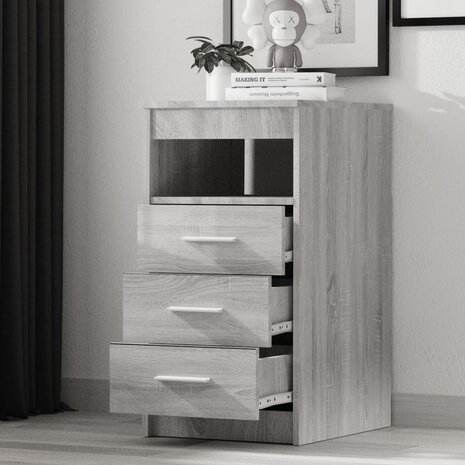 Ladekast 40x50x76 cm bewerkt hout grijs sonoma eikenkleurig 3