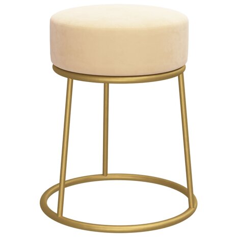Hocker rond fluweel abrikooskleurig 2