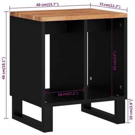 Bijzettafel 40x31x46 cm massief acaciahout en bewerkt hout 9