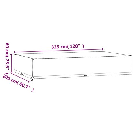 Tuinmeubelhoezen 2 st 16 oogjes rechthoekig 325x205x60 cm 10