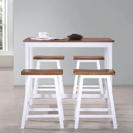 Bartafel- en krukkenset massief hout 5-delig  3