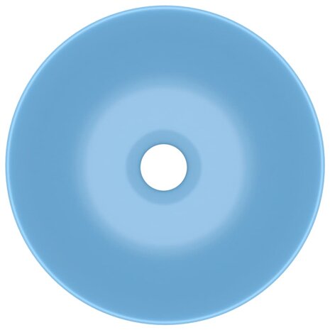 Wastafel rond keramiek lichtblauw 4