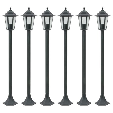 Paalverlichting voor tuin E27 110 cm aluminium donkergroen 6 st 1