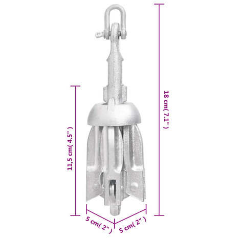Anker inklapbaar 0,7 kg smeedijzer zilver 7
