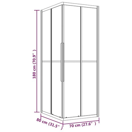 Douchecabine 80x70x180 cm mat ESG zwart 11