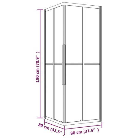 Douchecabine 80x80x180 cm mat ESG zwart 11
