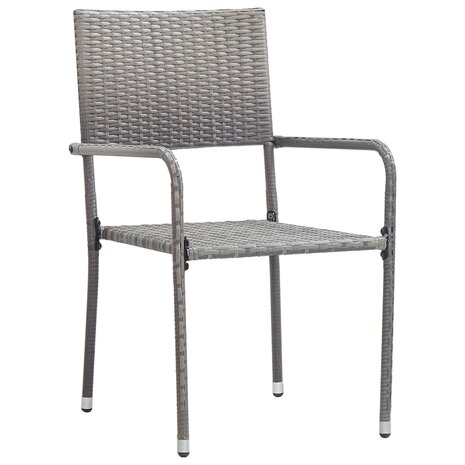 Tuinstoelen 4 st stapelbaar poly rattan grijs 2