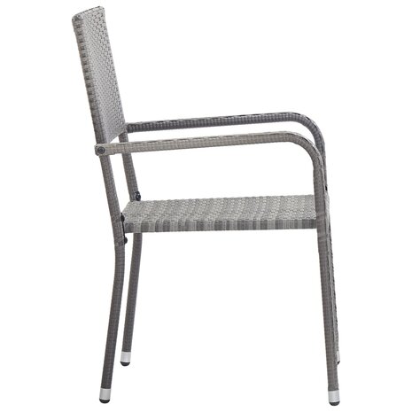Tuinstoelen 4 st stapelbaar poly rattan grijs 4