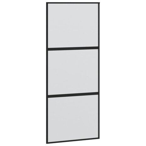 Schuifdeur 90x205 cm gehard glas en aluminium zwart 2