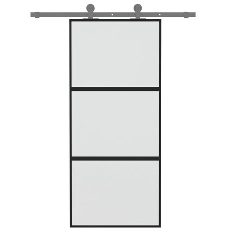 Schuifdeur 90x205 cm gehard glas en aluminium zwart 3