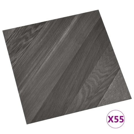 Vloerplanken zelfklevend 55 st 5,11 m² PVC gestreept grijs 2