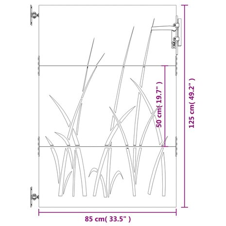Poort 85x125 cm grasontwerp cortenstaal 10