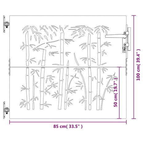 Poort 85x100 cm bamboe-ontwerp cortenstaal 10