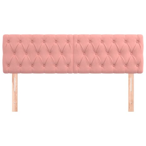 Hoofdborden 2 st 72x7x78/88 cm fluweel roze 3