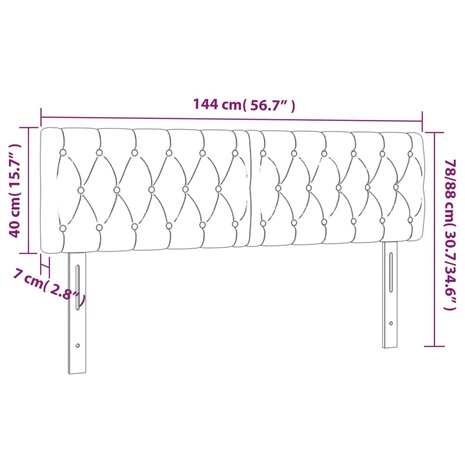 Hoofdborden 2 st 72x7x78/88 cm fluweel roze 8