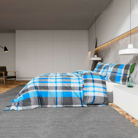 Dekbedovertrekset 225x220 cm katoen blauw en grijs 4
