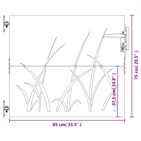 Poort 85x75 cm grasontwerp cortenstaal 10