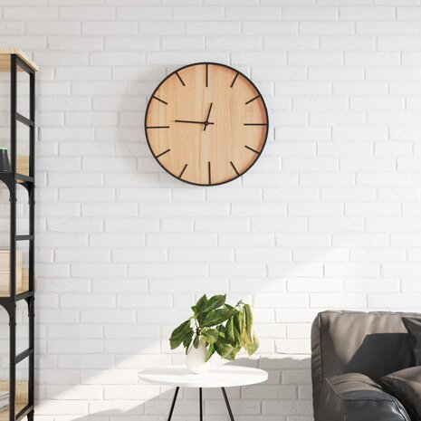 Wandklok Ø39 cm ijzer en bewerkt hout bruin 1