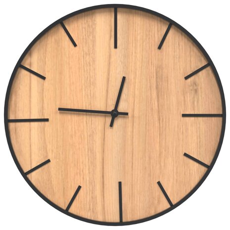 Wandklok Ø39 cm ijzer en bewerkt hout bruin 2