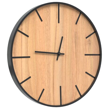 Wandklok Ø39 cm ijzer en bewerkt hout bruin 3
