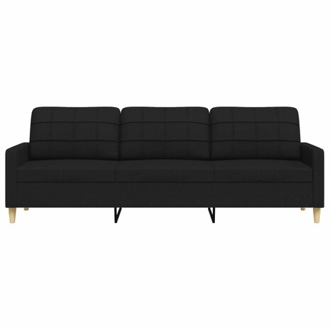 Driezitsbank 210 cm stof zwart 4