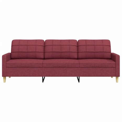 Driezitsbank 210 cm stof wijnrood 4
