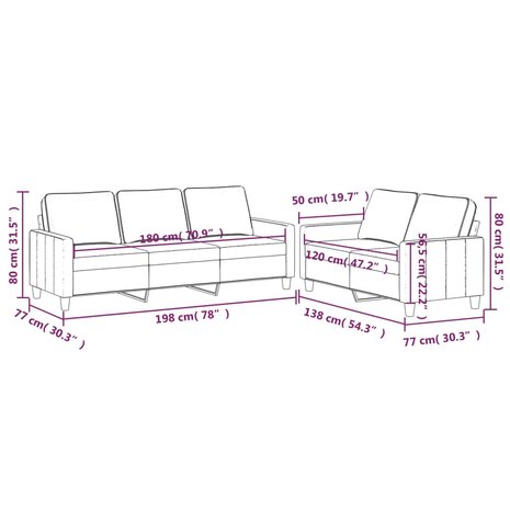 2-delige Loungeset met kussens fluweel wijnrood 7