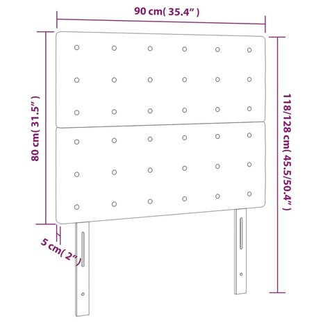 Hoofdborden 2 st 90x5x78/88 cm kunstleer cappuccinokleurig 8