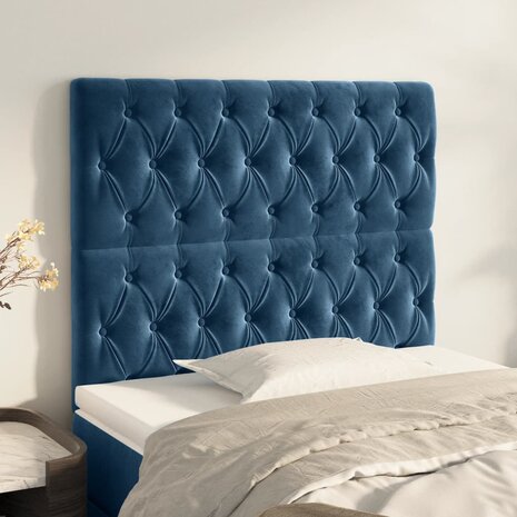 Hoofdborden 2 st 90x7x78/88 cm fluweel donkerblauw 1