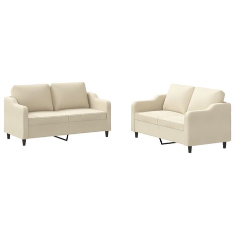 2-delige Loungeset met kussens stof crèmekleurig 2