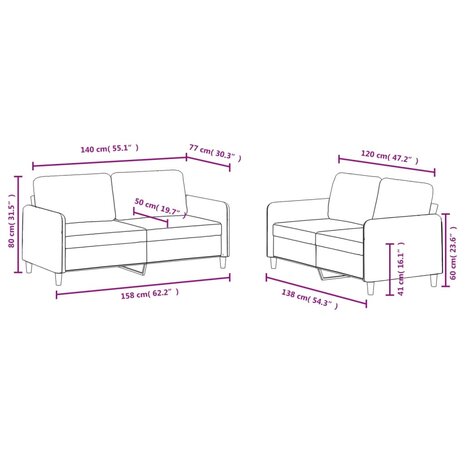 2-delige Loungeset fluweel bruin 7