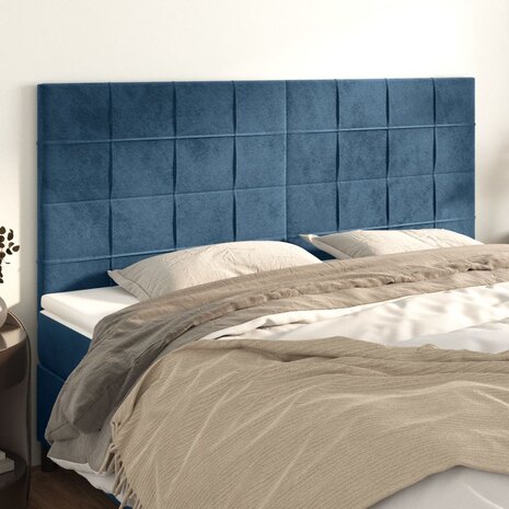 Hoofdborden 4 st 80x5x78/88 cm fluweel donkerblauw 1