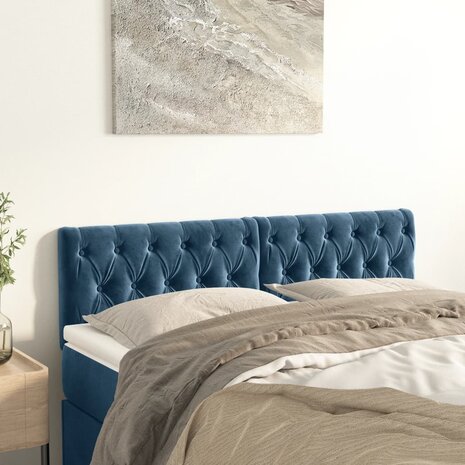 Hoofdborden 2 st 80x7x78/88 cm fluweel donkerblauw 1