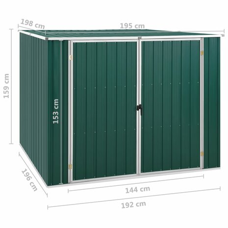Tuinschuur 195x198x159 cm gegalvaniseerd staal groen 8