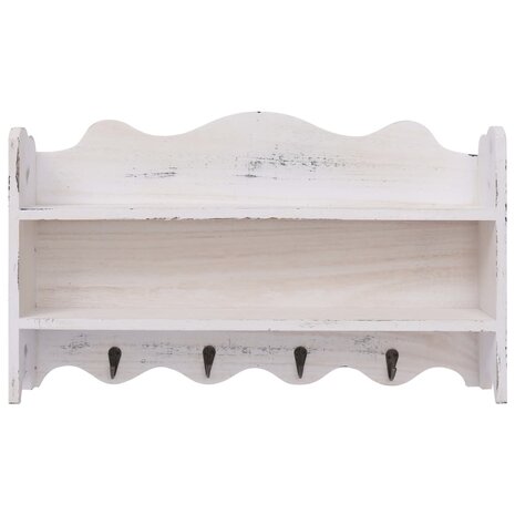 Wandkapstok 50x10x30 cm hout wit 3
