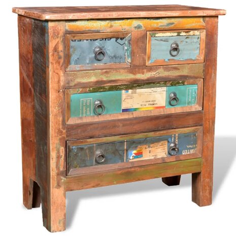 Kast met 4 lades massief gerecycled hout  1